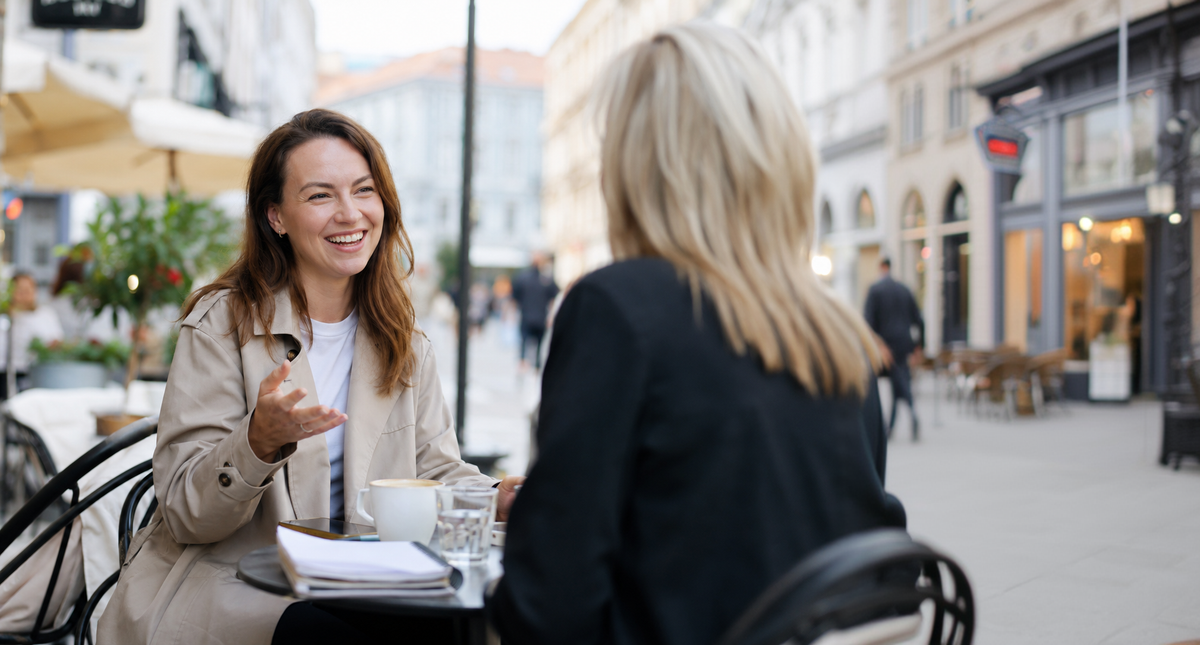 Two women talking