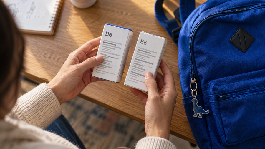 Checking vitamin B6 overlap between two supplement labels