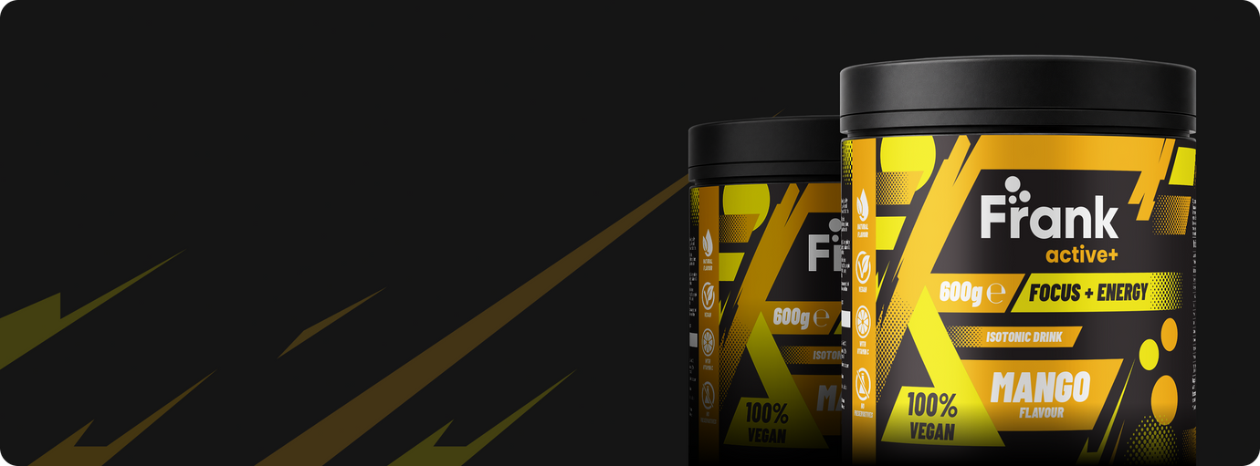 „Frank Active Energy and Focus“ mango skonio izotoninio gėrimo pakuotės